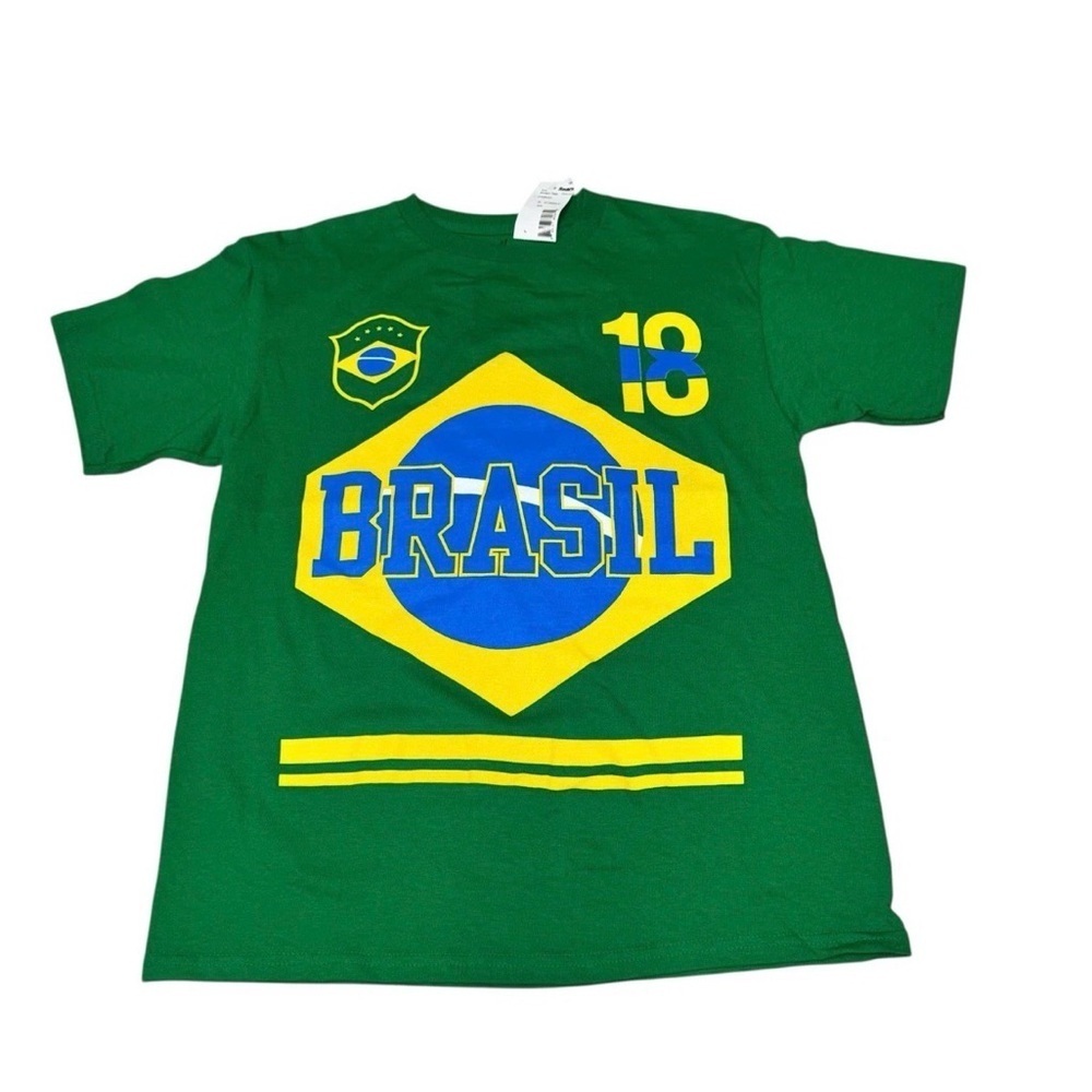 Chill Children's M Medium Crewneck T-Shirt Soccer Brasil FIFA Short Sleeves NWT